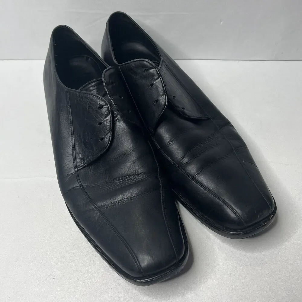 Hugo Boss  Black Leather  Derby Dress Shoes Mens Size 13 PLS READ